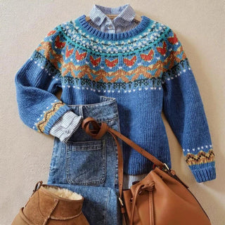 Kaylee | Niebieski sweter w liski