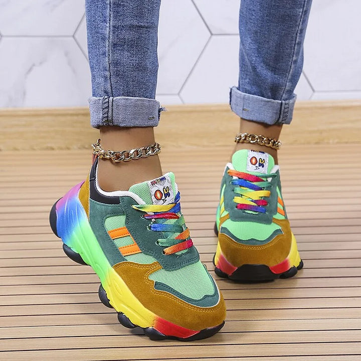 Isolina | Kolorowe sneakersy z szerokim noskiem