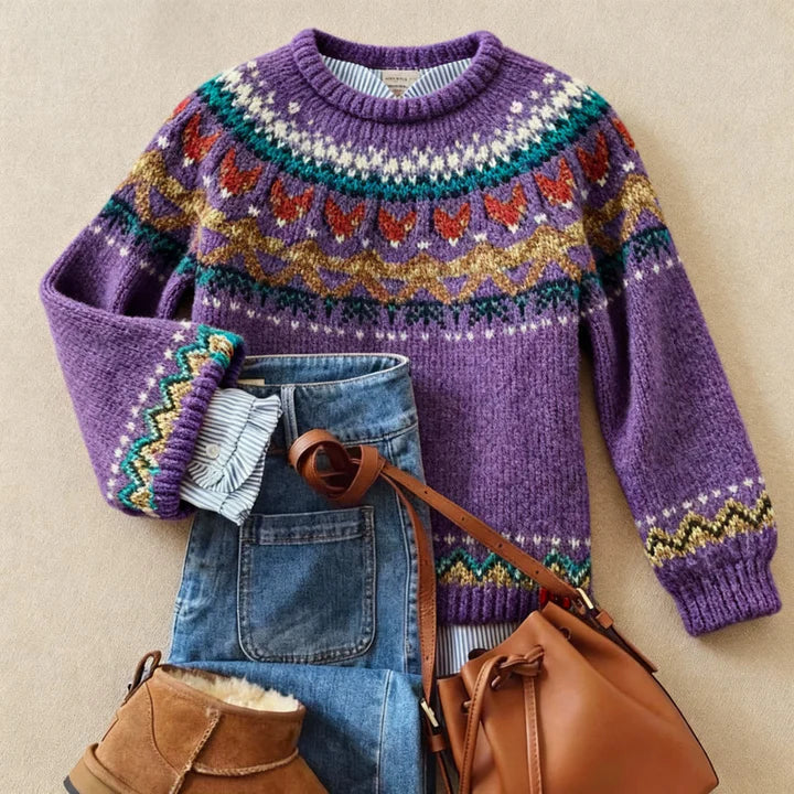 Solva | Fioletowy sweter w liski