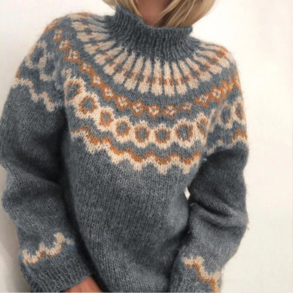 Elegancki sweter z golfem, szary