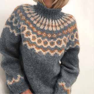 Elegancki sweter z golfem, szary