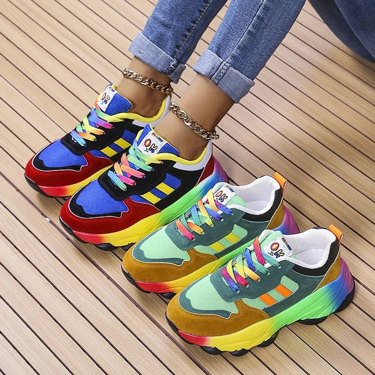 Isolina | Kolorowe sneakersy z szerokim noskiem