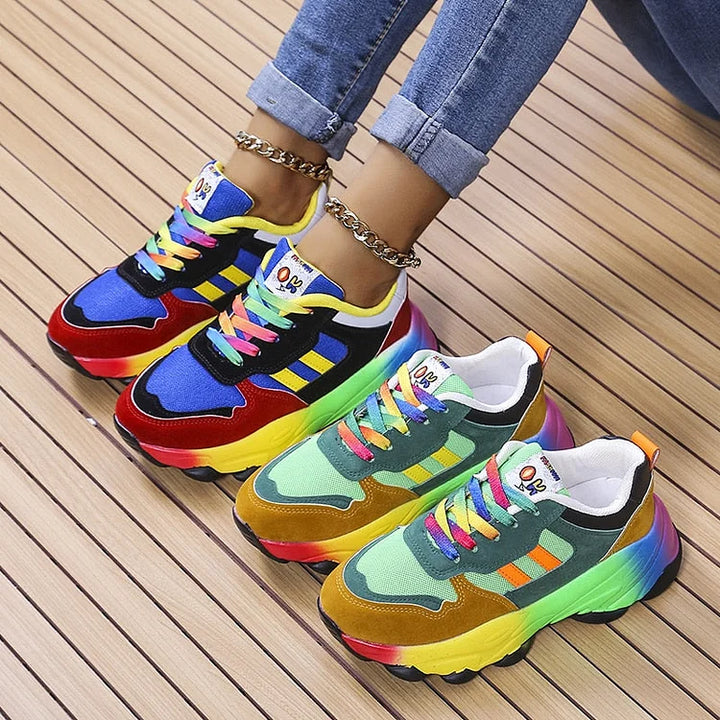 Isolina | Kolorowe sneakersy z szerokim noskiem