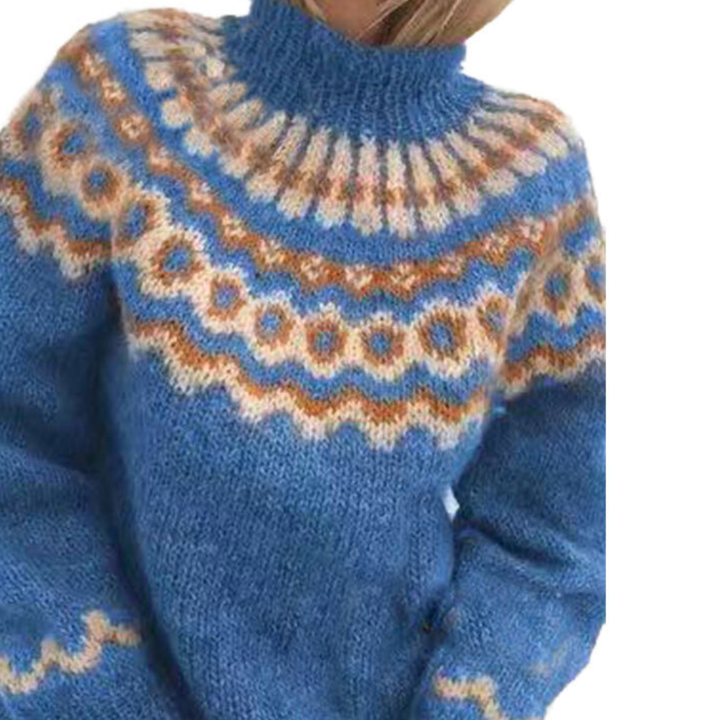 Elegancki sweter z golfem, niebieski