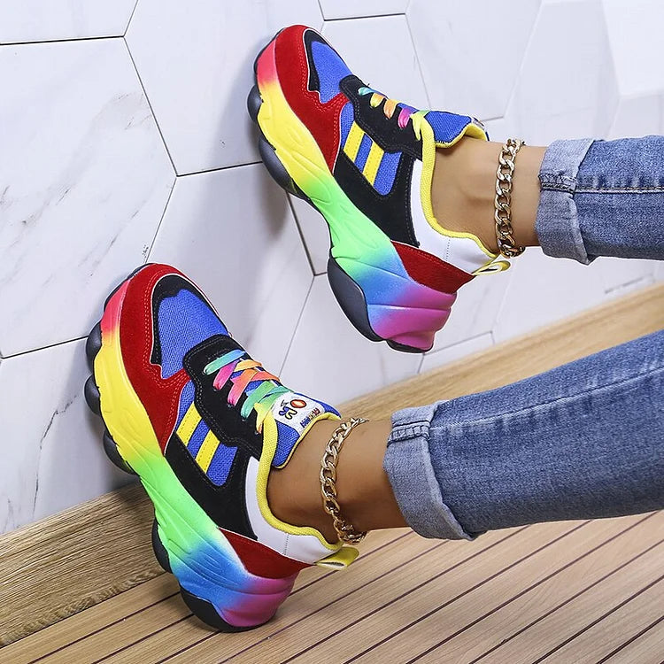 Isolina | Kolorowe sneakersy z szerokim noskiem