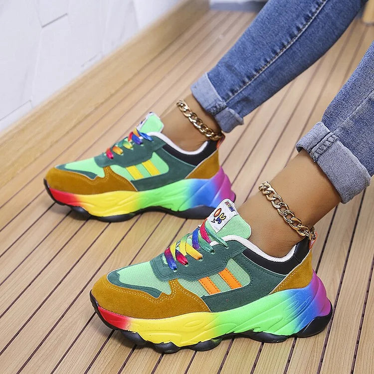 Isolina | Kolorowe sneakersy z szerokim noskiem