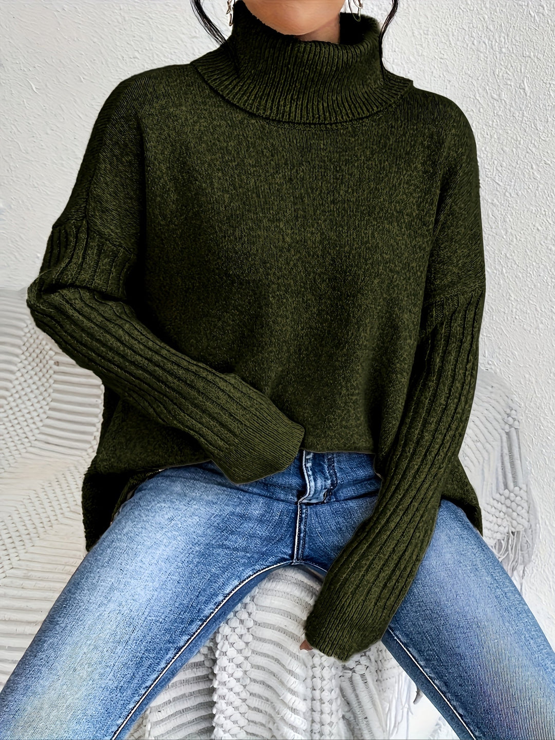Léïna™ – Miękki, swobodny sweter z golfem