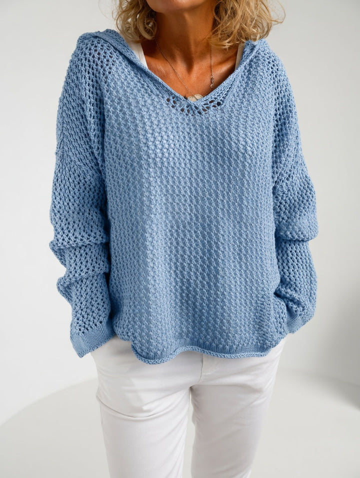 Évarielle™ — Sweter z ażurową dzianiną i swobodnym dekoltem