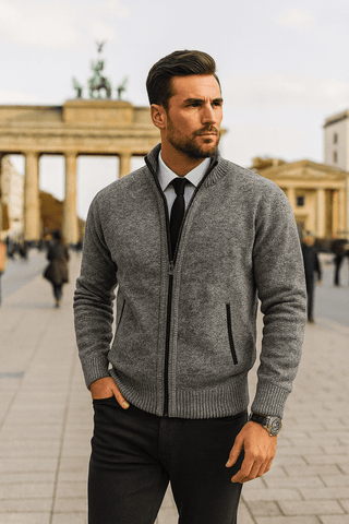 Leon | Elegancki sweter męski z zamkiem
