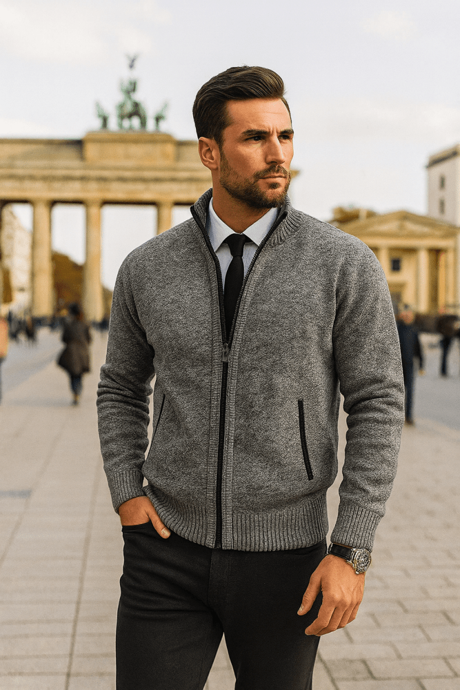 Leon | Elegancki sweter męski z zamkiem