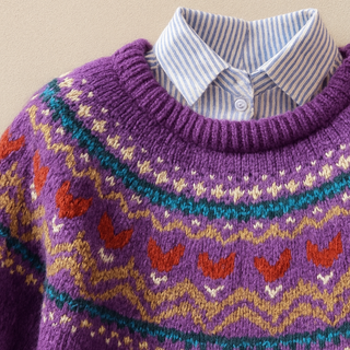 Solva | Fioletowy sweter w liski