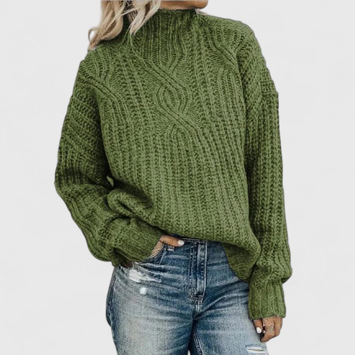 Clotilde™ — Teksturowany wygodny sweter z golfem