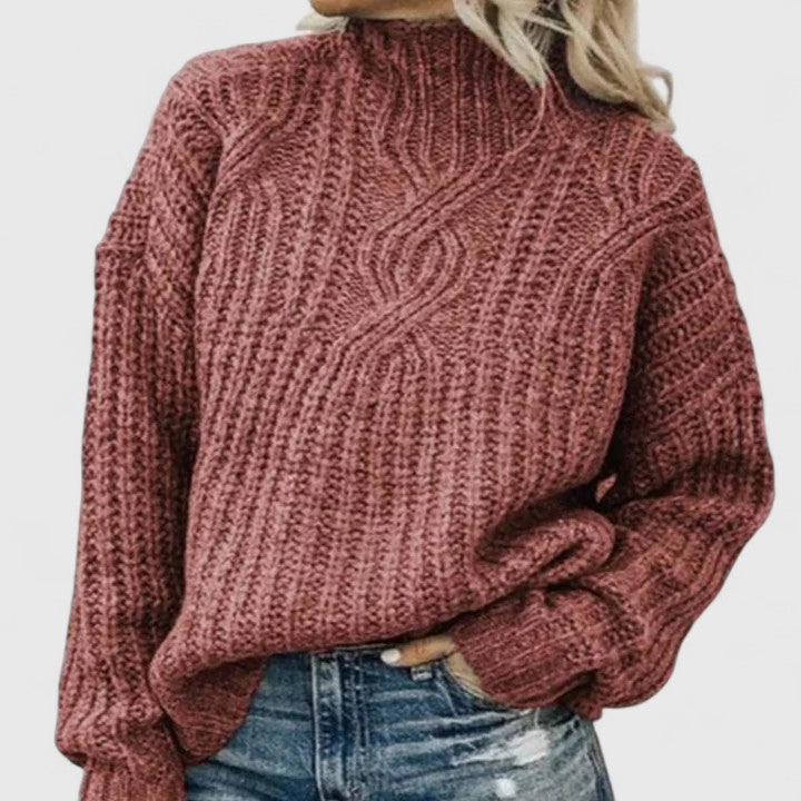 Clotilde™ — Teksturowany wygodny sweter z golfem