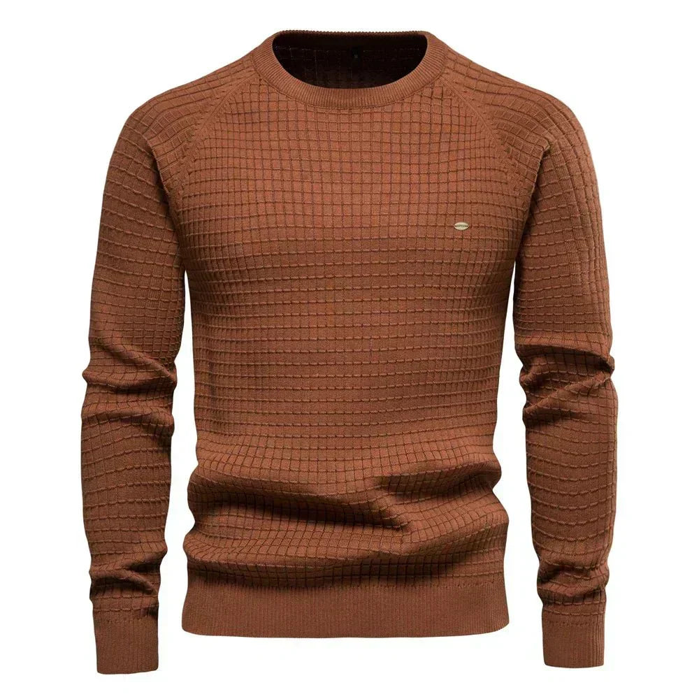 Stanisław | Sweter męski z eleganckim wzorem w kratę