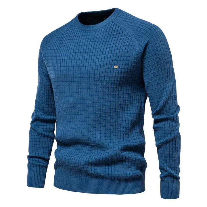 Stanisław | Sweter męski z eleganckim wzorem w kratę