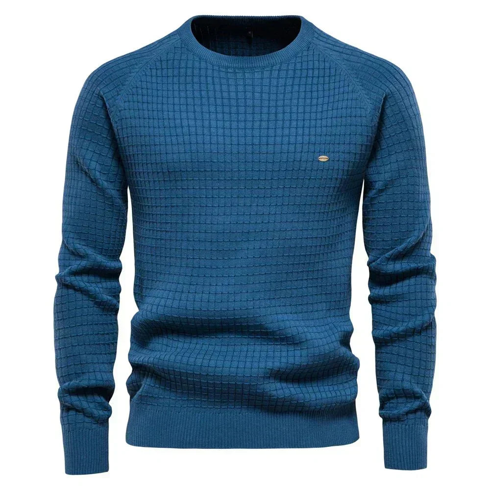 Stanisław | Sweter męski z eleganckim wzorem w kratę