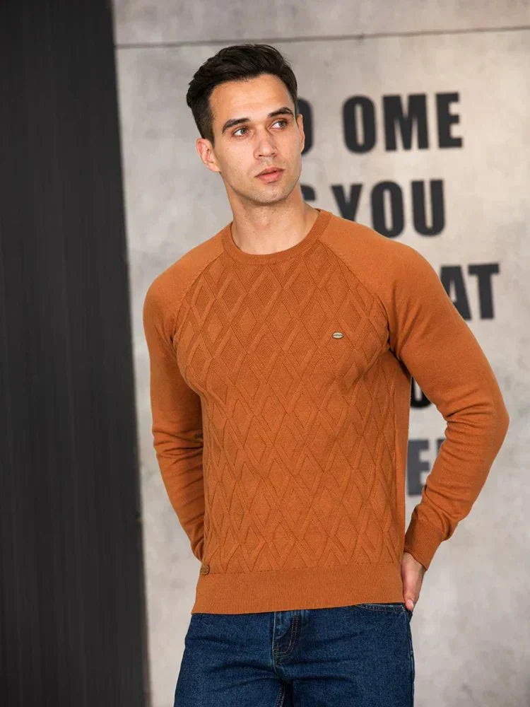Teodor | Sweter męski z eleganckim wzorem rombów