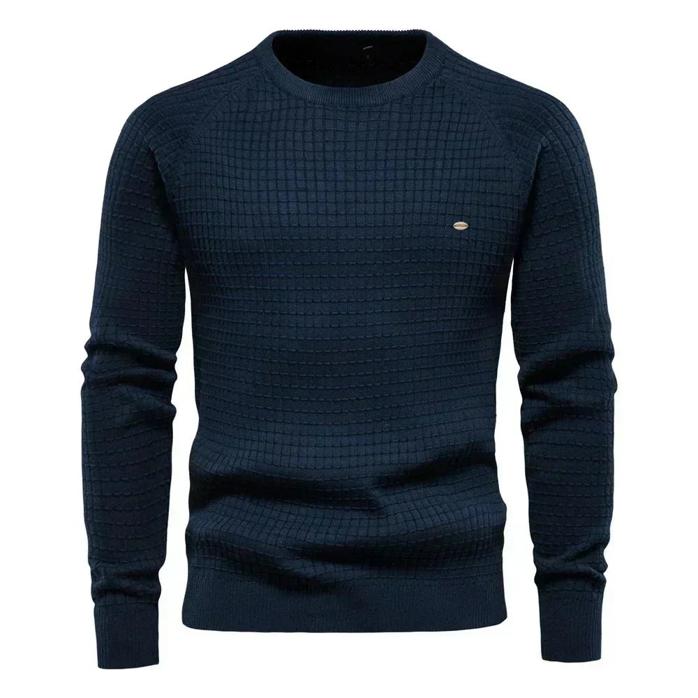 Stanisław | Sweter męski z eleganckim wzorem w kratę