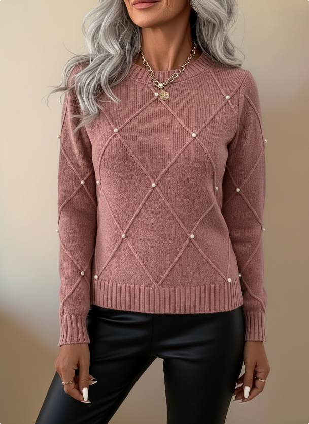Marguerite™ – Elegancki sweter z delikatnymi perłami