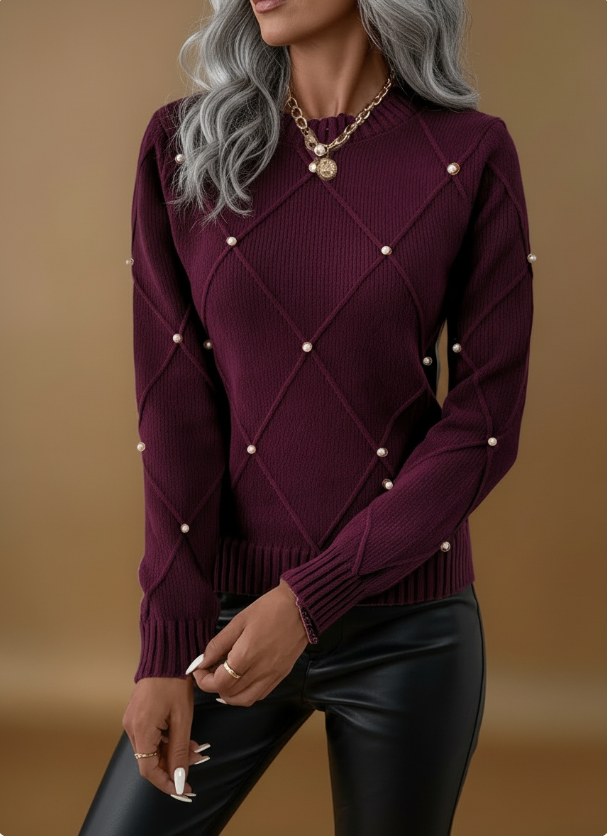 Marguerite™ – Elegancki sweter z delikatnymi perłami