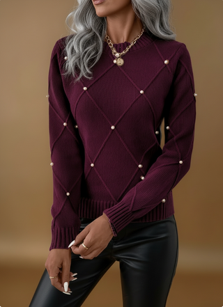 Marguerite™ – Elegancki sweter z delikatnymi perłami