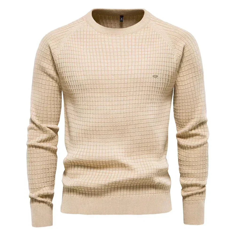 Stanisław | Sweter męski z eleganckim wzorem w kratę