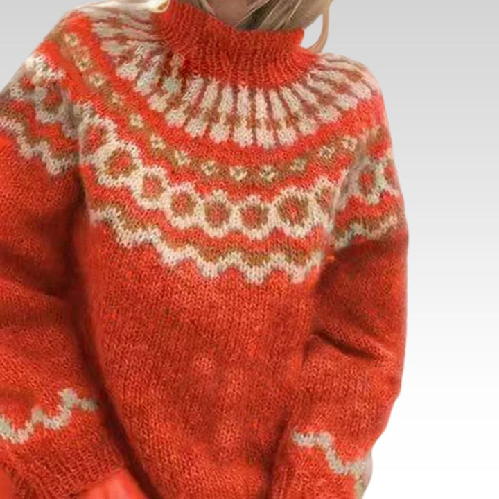Elegancki sweter z golfem, pomarańczowy