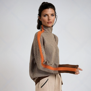 Clara™ | Sweter z golfem w kontrastowe paski