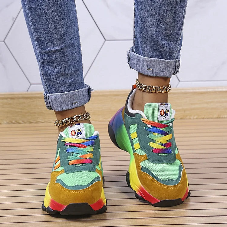 Isolina | Kolorowe sneakersy z szerokim noskiem