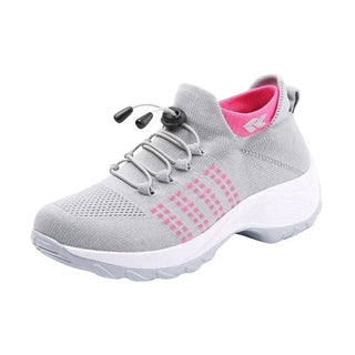 Celina szare sneakersy z różowym detalem