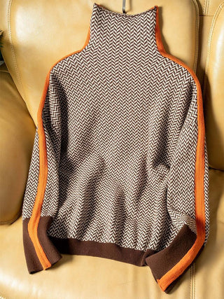 Clara™ | Sweter z golfem w kontrastowe paski