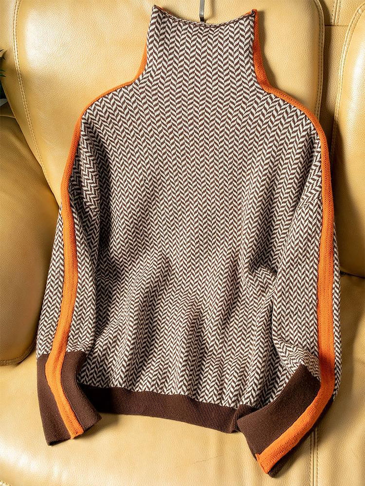 Clara™ | Sweter z golfem w kontrastowe paski