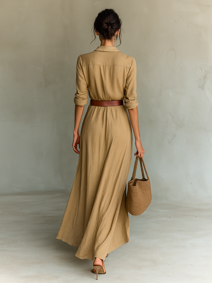 Wiktoria | Elegancka sukienka maxi z kołnierzem